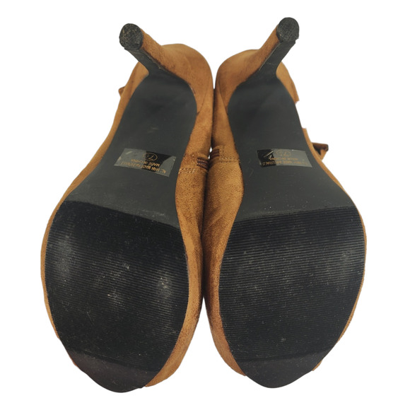 Olho 7.50Faux Suede Platform Stilleto Heels Women Caramel Cognac Brown Pinup 5" - Picture 7 of 13